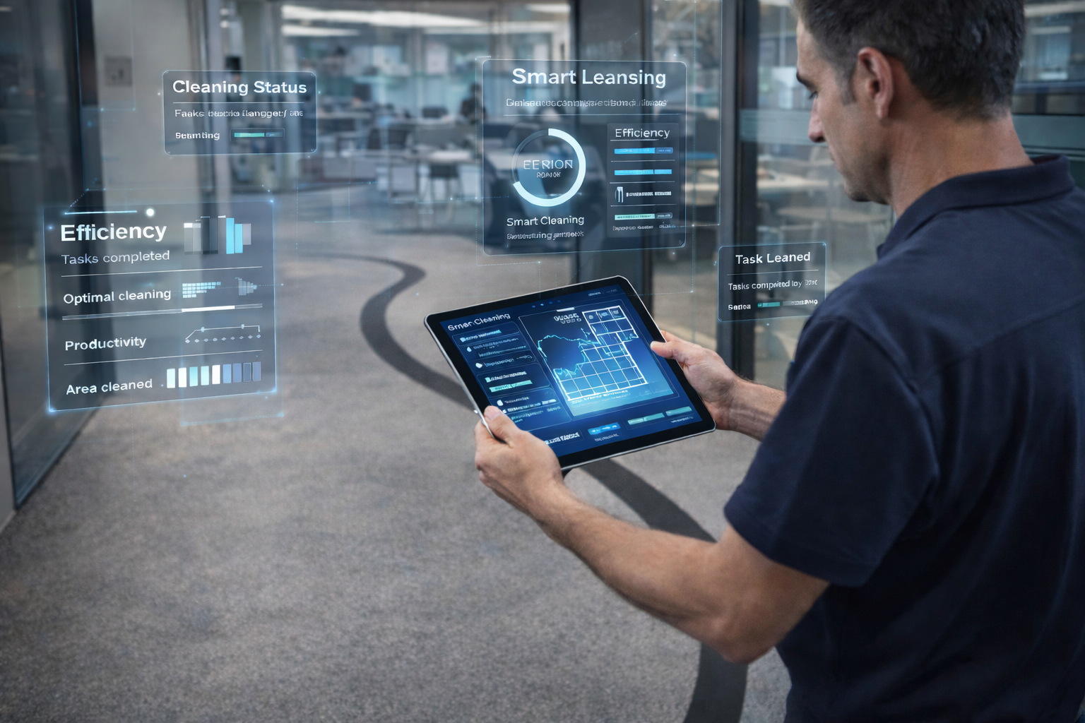 Operador supervisando flota de AGVs Kivnon mediante sistema digital de gestión intralogística.